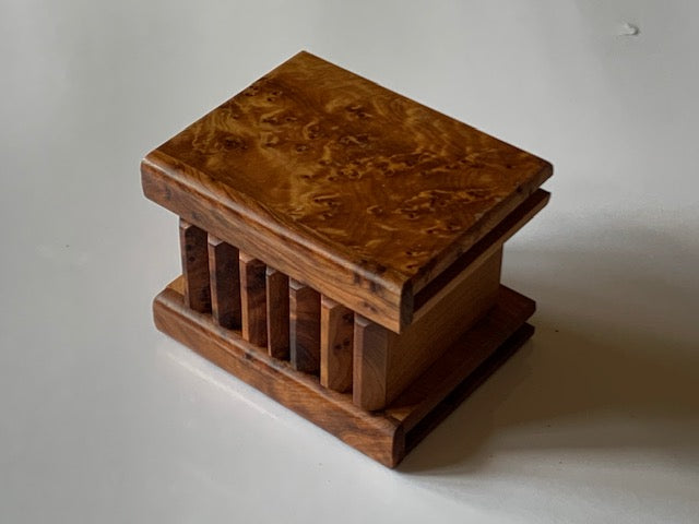Small Moroccan Thuya Burl Wood Magic Trick Puzzle Box