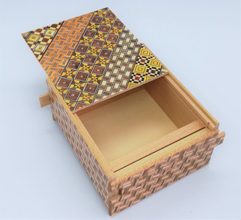 Wide 14 Step Yosegi Kuzushi Japanese Puzzle Box