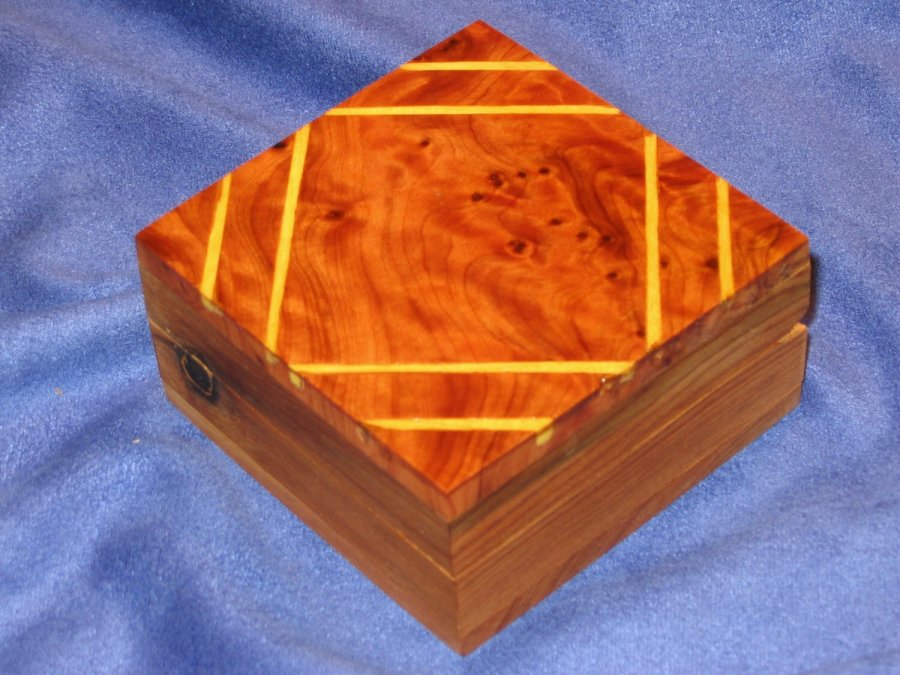 Small Moroccan Thuya Burl Wood Framed Decorative Box