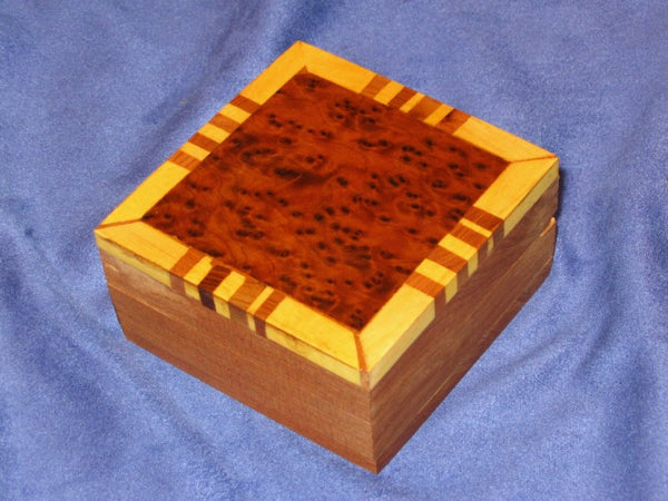 Small Moroccan Thuya Burl Wood Boarder Decorative  Box