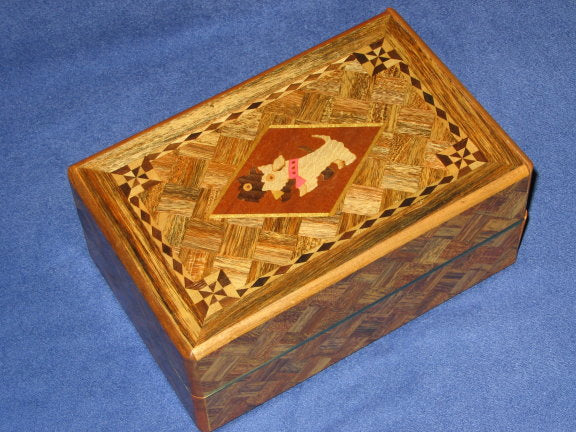 Vintage Rare 5 Sun Double Compartment Japanese Puzzle Box