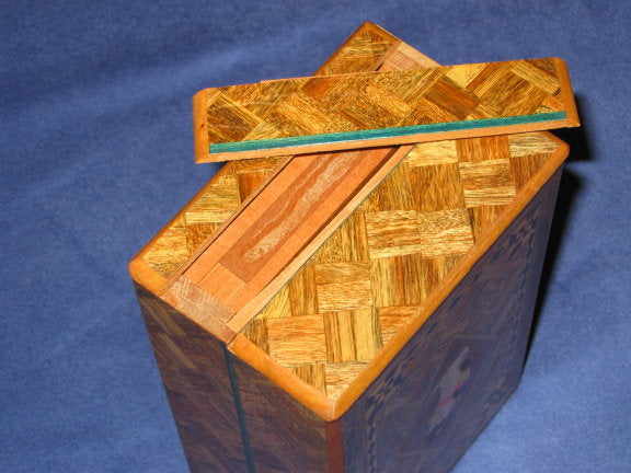 Vintage Rare 5 Sun Double Compartment Japanese Puzzle Box