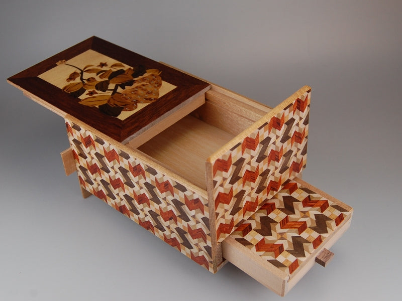 5 Sun 10 Step Strawberry Japanese Puzzle Box with Secret Drawer