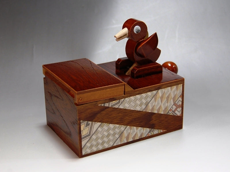 Yosegi Zaiku Bird Japanese Tooth Pick Dispenser