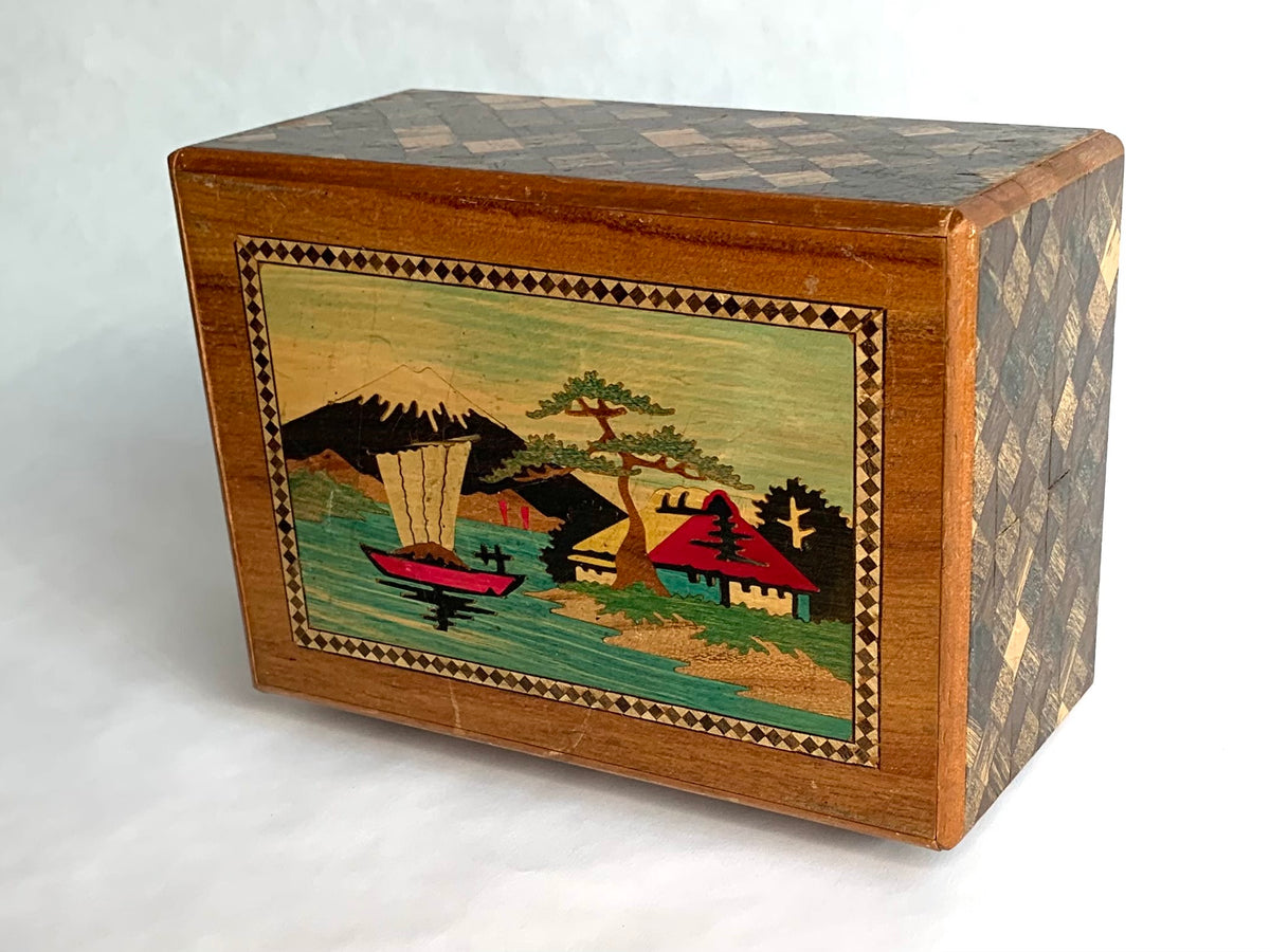 REPAIRABLE Vintage 6 Sun 50 Step Sansui Zougan Japanese Puzzle Box