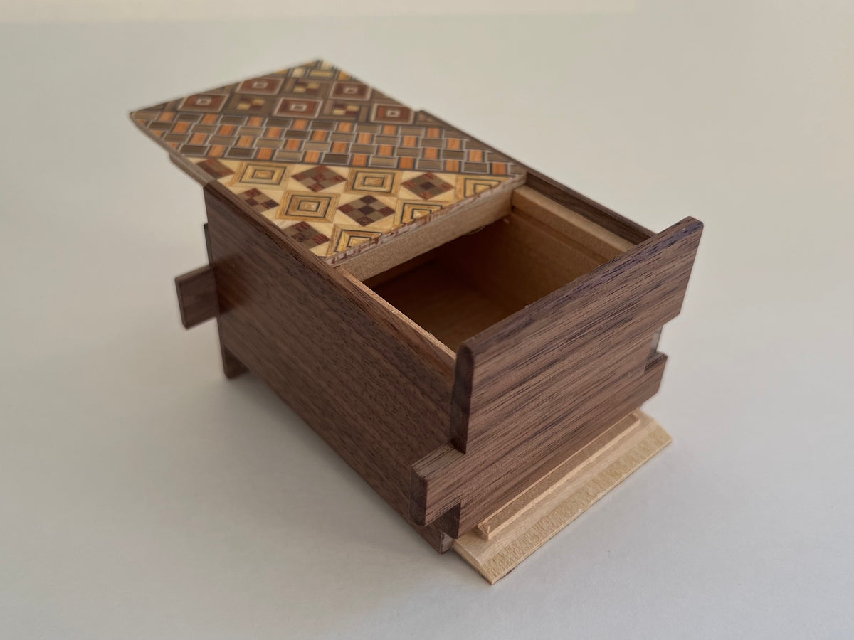 3 Sun 18 Step Yosegi/Walnut Japanese Puzzle Box