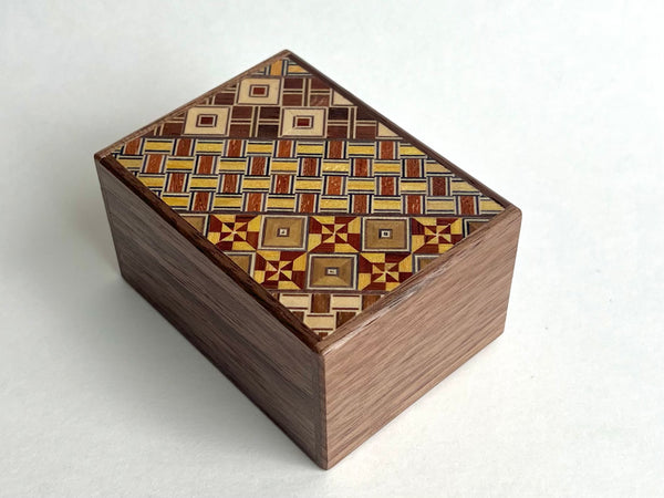 3 Sun 12 Step Walnut / Yosegi Japanese Puzzle Box