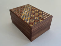 4 Sun 14 Step Yosegi/Walnut Japanese Puzzle Box