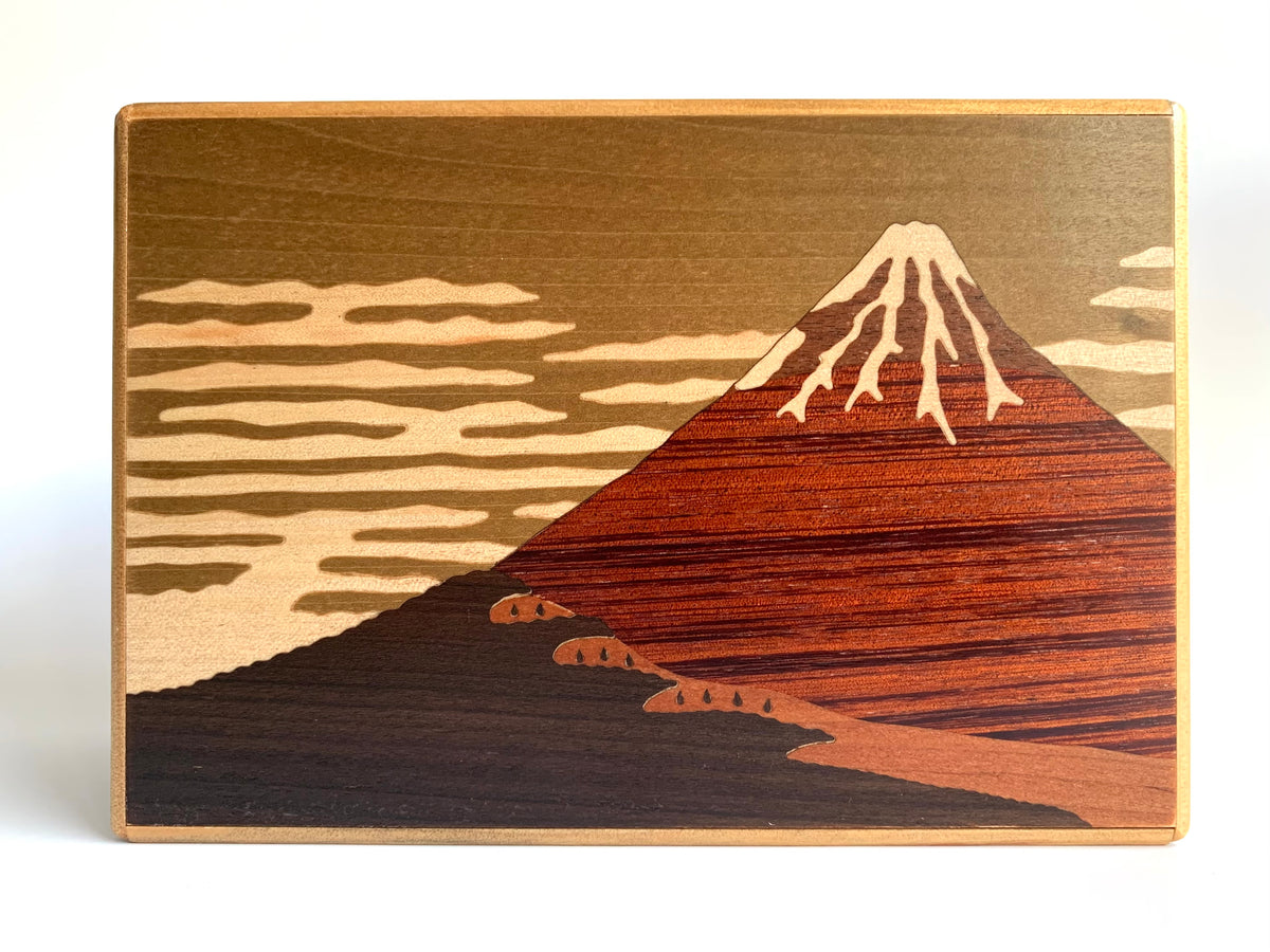 6 Sun 14 Step Aka Fuji Double Compartment Japanese Puzzle Box