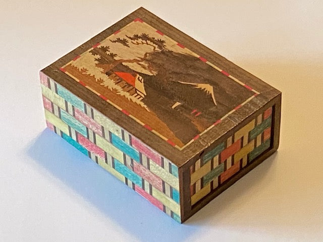 Vintage Sansui Zougan Spring Drawer Japanese Puzzle Box