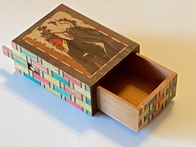 Vintage Sansui Zougan Spring Drawer Japanese Puzzle Box
