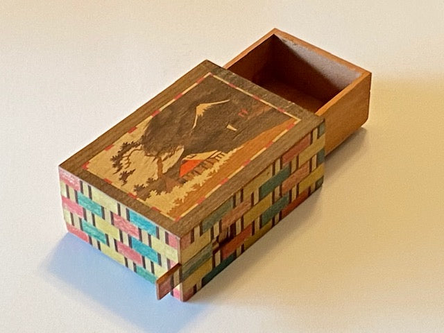 Vintage Sansui Zougan Spring Drawer Japanese Puzzle Box