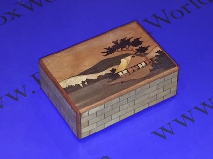 Vintage 3 Sun 2 Step Sansui Zougan Japanese Puzzle Box