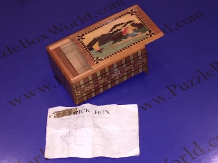 Vintage 4 Sun 4 Step Sansui Zougan Musical Hidden Drawer Japanese Puzzle Box
