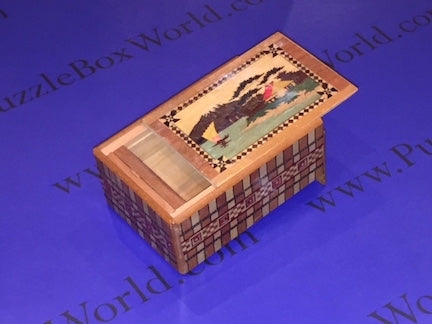 Vintage 4 Sun 4 Step Sansui Zougan Musical Hidden Drawer Japanese Puzzle Box