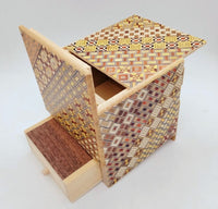 4 Sun 10 Step Cube Yosegi Japanese Puzzle Box with Hidden Drawer!