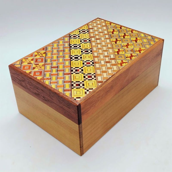 5 Sun 27 Step Yosegi / Natural Wood (Walnut, Hoo Wood) Japanese Puzzle Box