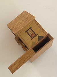 BEAUTIFUL Vintage Japanese House Secret Puzzle Box Bank- NO KEY!