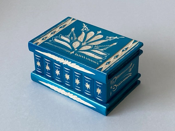 Romanian Secret Puzzle Box (Turquoise)