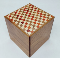 3 Sun 18 Step Ichimatsu / Natural Wood Cubic Japanese Puzzle Box