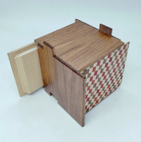 3 Sun 18 Step Ichimatsu / Natural Wood Cubic Japanese Puzzle Box