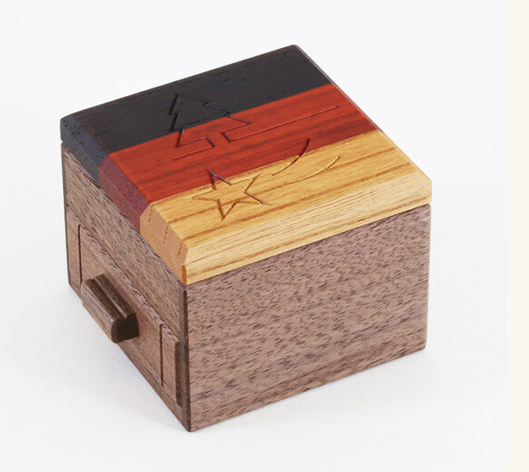 Secret Box with a Tree and a Star Japanese Puzzle Box by Hiroshi Iwahara