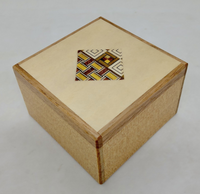 Square 12 Step One Point Natural Wood Japanese Puzzle Box (Version 2)