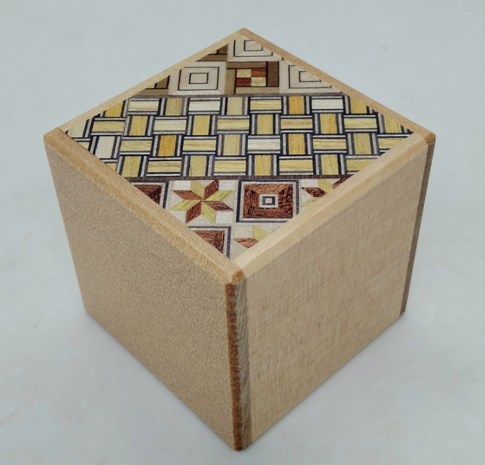 2 Sun 7 Step Cube Natural Wood / Yosegi Japanese Puzzle Box