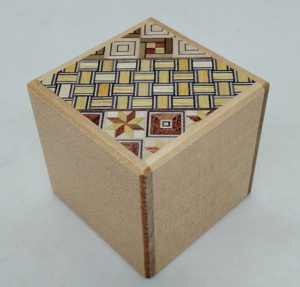2 Sun 7 Step Cube Natural Wood / Yosegi Japanese Puzzle Box