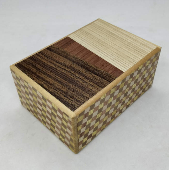 4 Sun 10 Step Random Grain Ichimatsu Japanese Puzzle Box with Hidden Drawer!