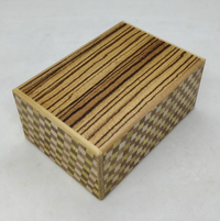 4 Sun 10 Step Zebra wood / Ichimatsu Japanese Puzzle Box with Hidden Drawer!