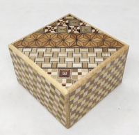 Square 18 Step Ichimatsu/Yosegi/Natural Wood Japanese Puzzle Box