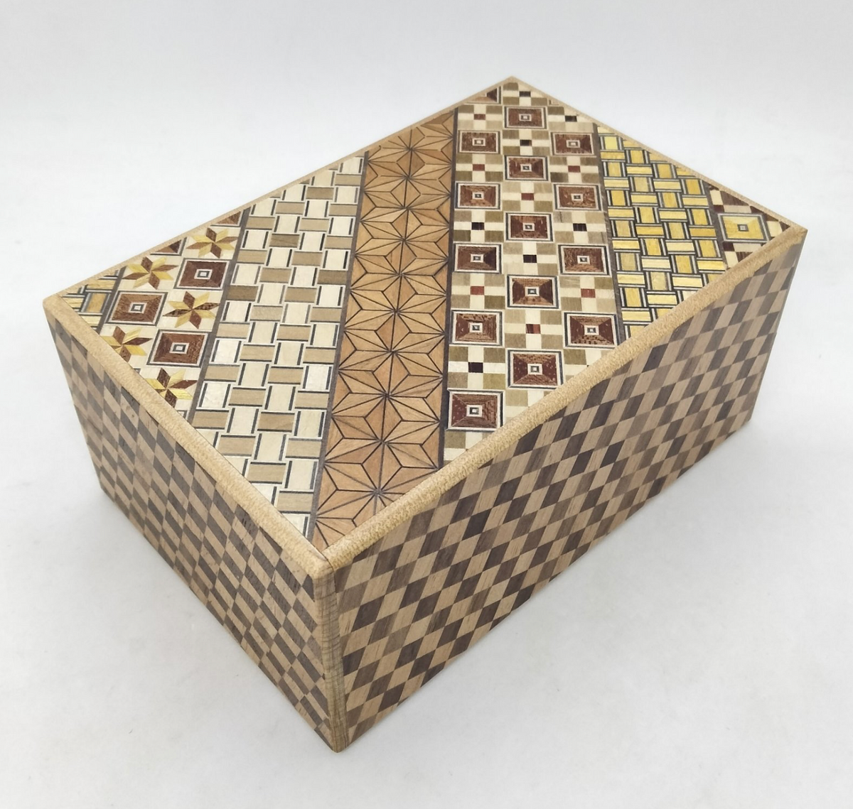 4 Sun 4 HIDDEN COMPARTMENT Yosegi Ichimatsu Japanese Puzzle Box