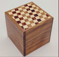 2 Sun 7 Step Cube Walnut / Ichimatsu  Japanese Puzzle Box