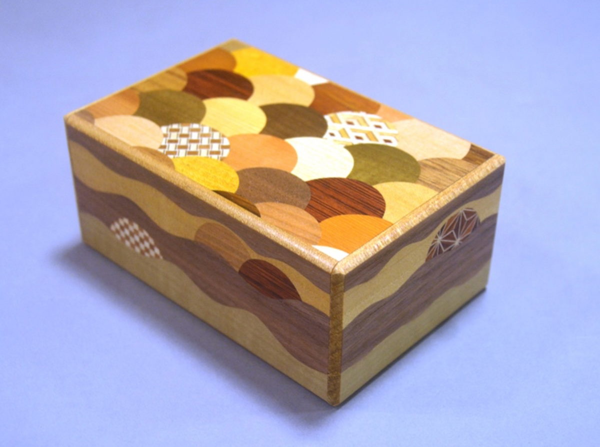 5 Sun 21 Step Seigaiha Japanese Puzzle Box