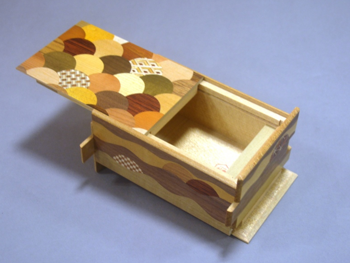 5 Sun 21 Step Seigaiha Japanese Puzzle Box