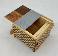 Square 14 Step Random Grain/Ichimatsu Japanese Puzzle Box