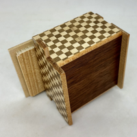 Square 14 Step Random Grain/Ichimatsu Japanese Puzzle Box