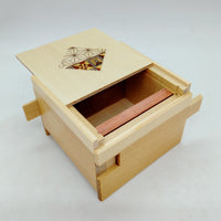 Square 12 Step One Point Natural Wood Japanese Puzzle Box