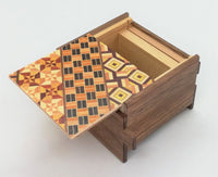 Square 12 Step Yosegi Walnut Japanese Puzzle Box