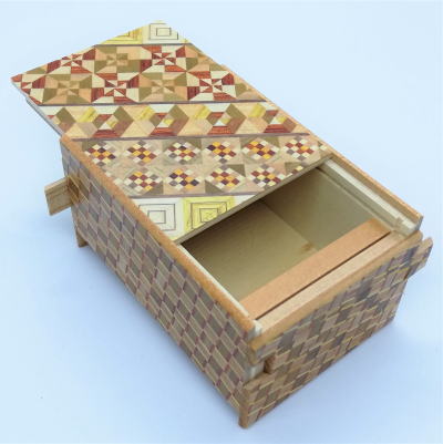 4 Sun 14 Step Yosegi Kuzushi Japanese Puzzle Box