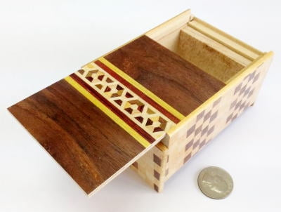 4 Sun 4 Step Hexagon Yosegi Japanese Puzzle Box