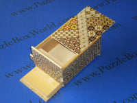 5 Sun 14 Step Yosegi Double Compartment Japanese Puzzle Box