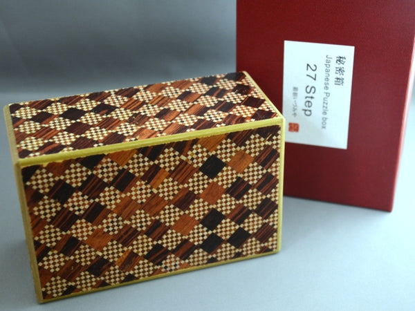 5 Sun 27 Step Red Ichimatsu Japanese Puzzle Box