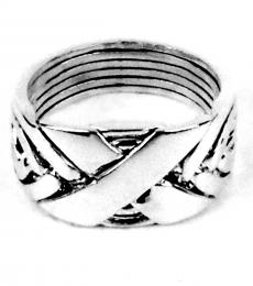 Band Wide Heavy Sterling Silver Puzzle Ring - Main Image