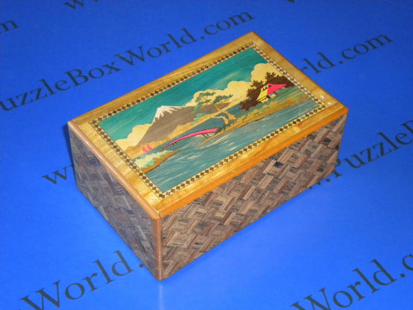 Vintage 6 Sun 20 Step Sansui Zougan Japanese Puzzle Box -RARE!