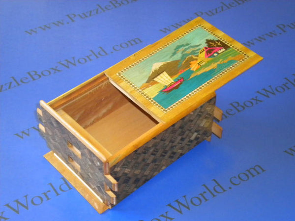 Vintage 6 Sun 50 Step Sansui Zougan Japanese Puzzle Box3