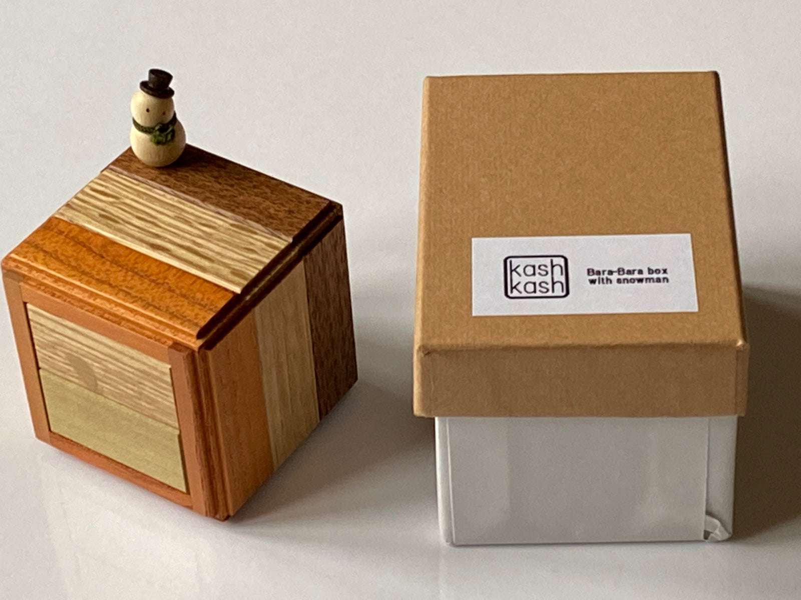Bara-Bara Box with Snowman Japanese Puzzle by Osamu Kasho