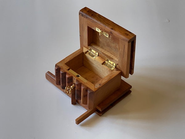Small Moroccan Thuya Burl Wood Magic Trick Puzzle Box