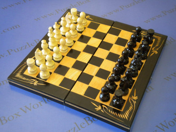 Transylvanian Chess/Backgammon Wooden Set (Small Black)